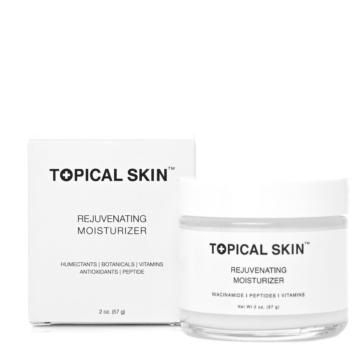 Topical Skin Rejuvenating Moisturizer with Niacinamide, Vitamins and Peptide - packaging components