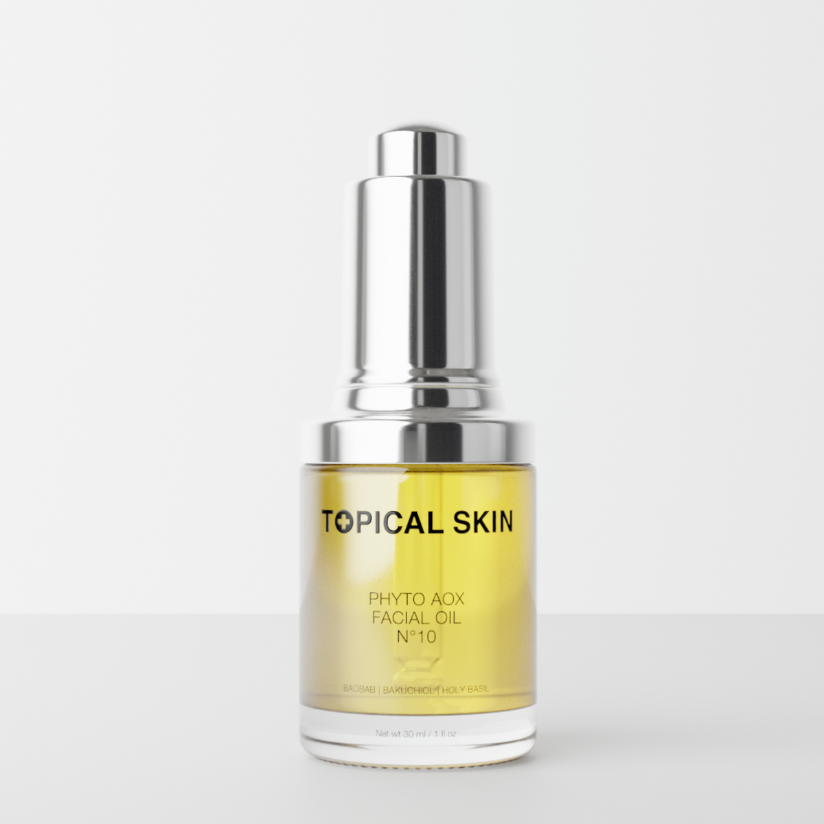 TOPICAL SKIN Phyto AOX Facial Oil No 10 bottle on a grey background